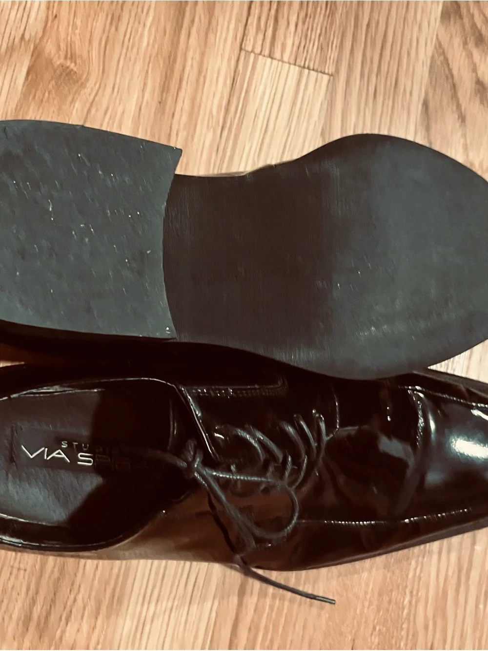 Studio Via Spiga Laconi Men’s 12 3E Black Patent Leather Oxford Laced Dress Shoe